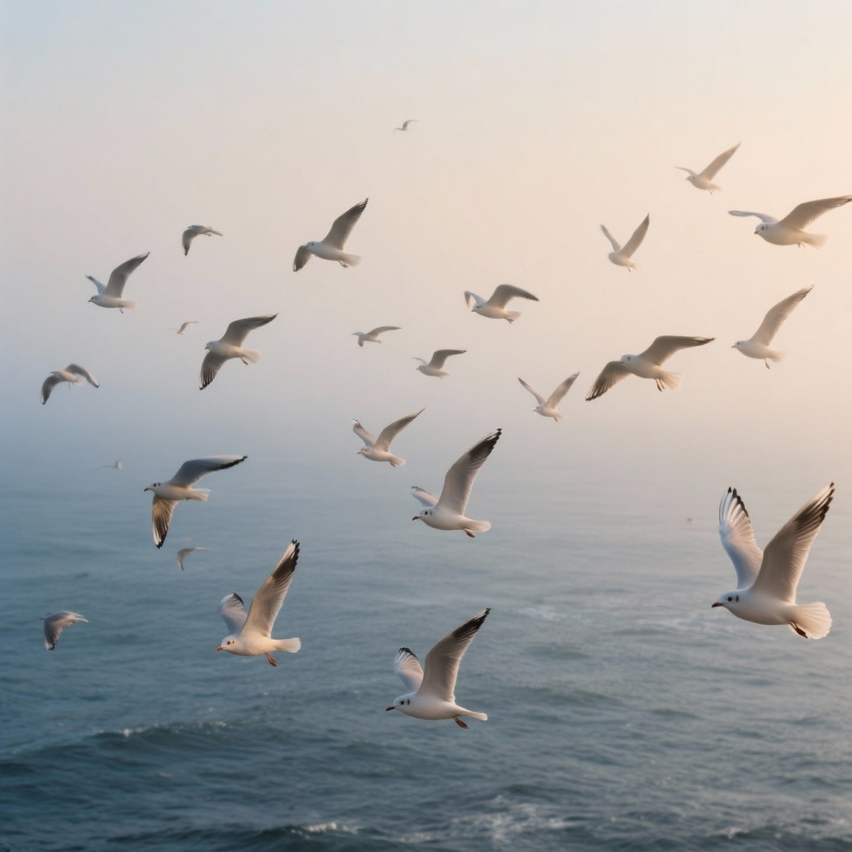 Different types of sea birds resting on rocks