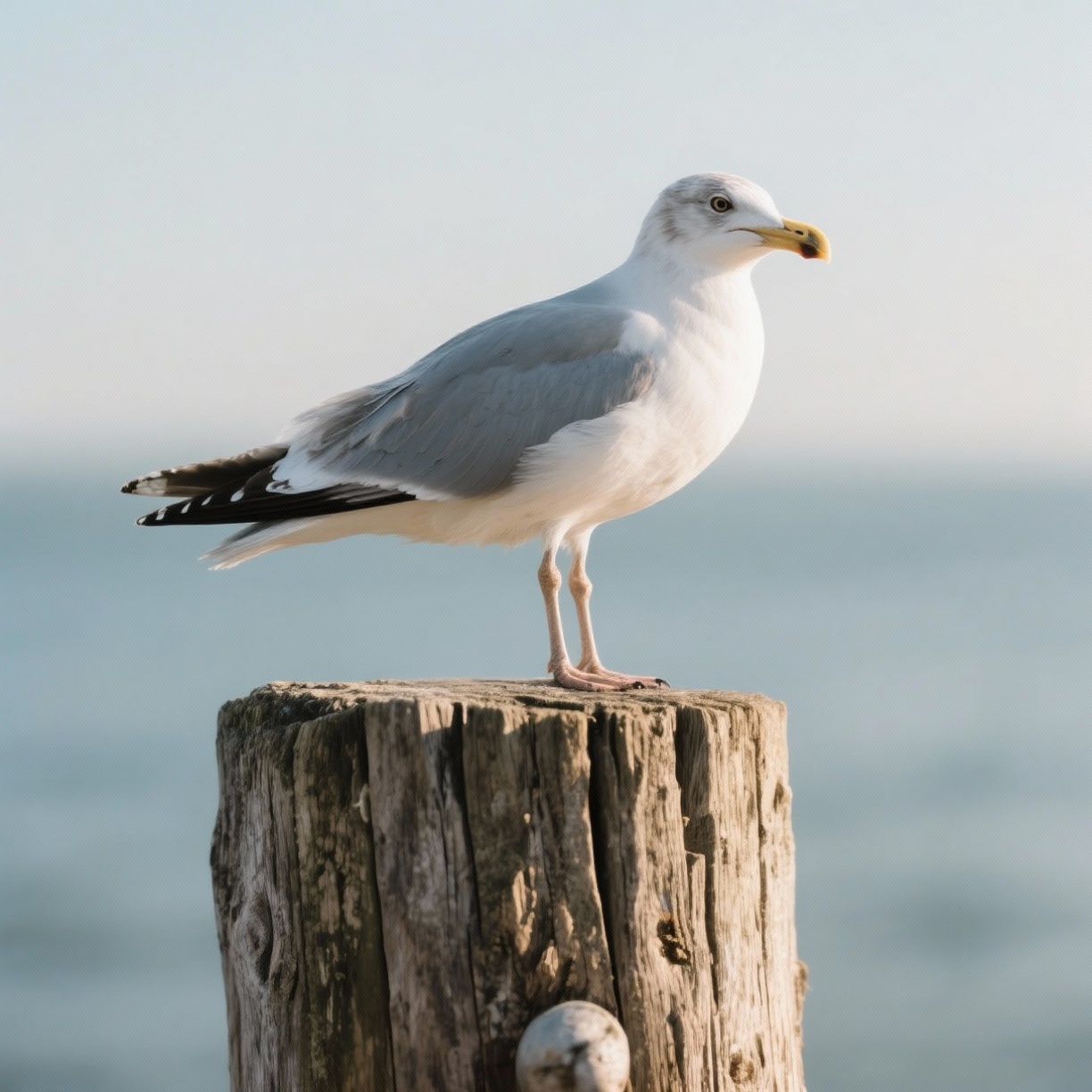 Children observing sea birds near coast for school project